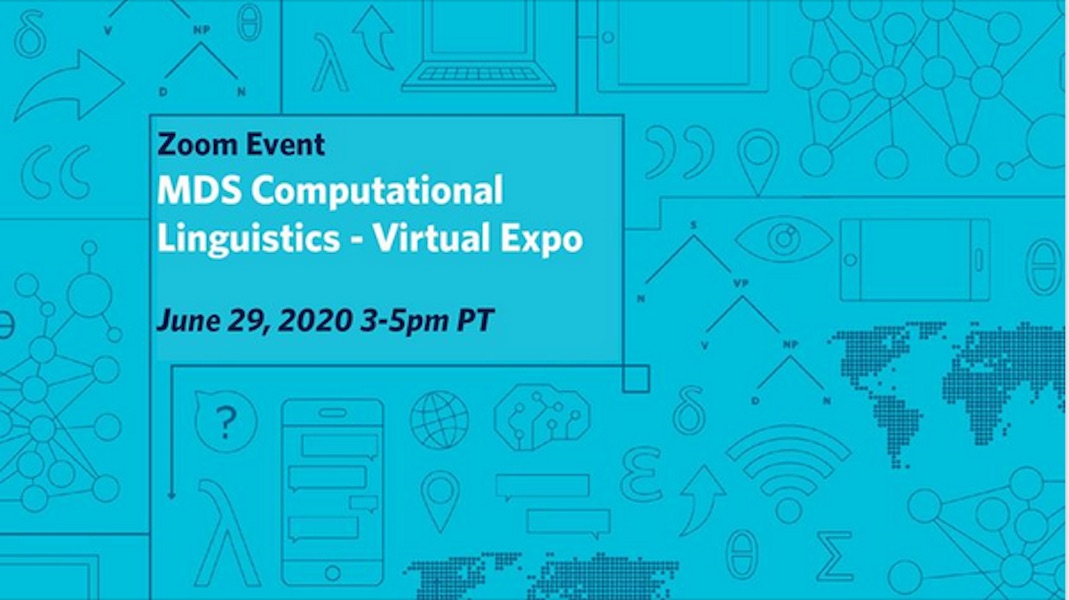 An image of the MDS CL expo poster, which is light blue with many silhouettes of symbols overlaid