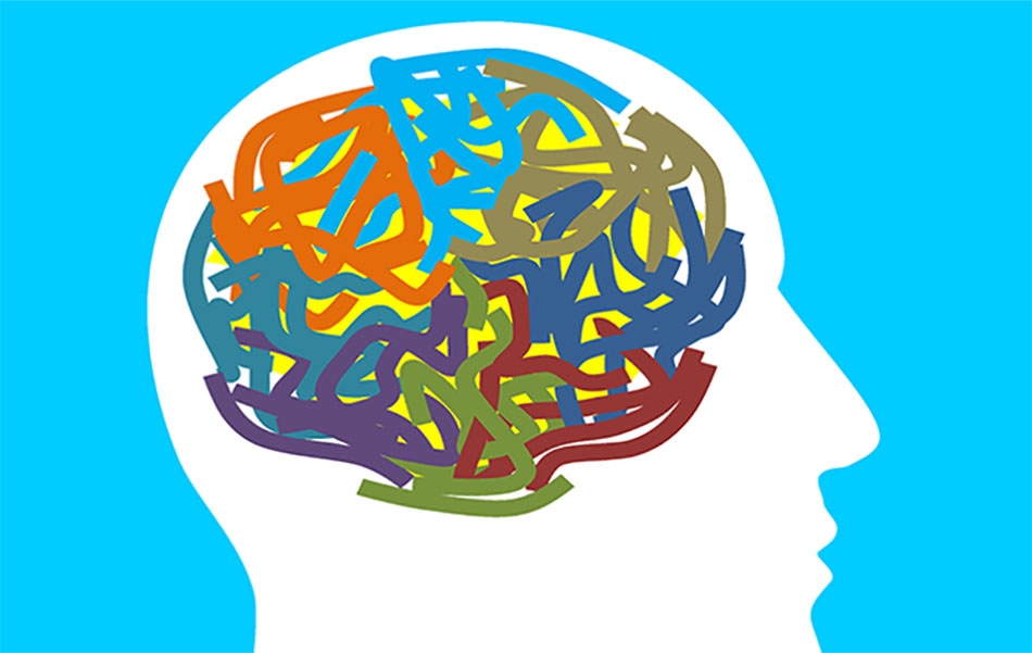 A silhouette of a head with multicoloured squiggles where the brain would be. Illustration credit: Needpix