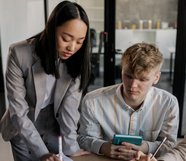 Students brainstorming ideas at a meeting