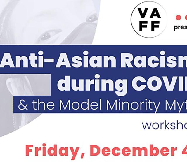 The poster for the event, featuring a picture, in grey, of a small child wearing a mask