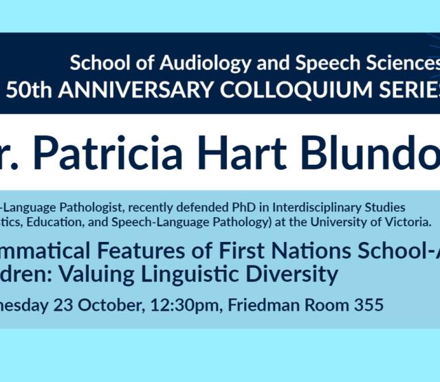 A poster for the event on a blue and white background. 